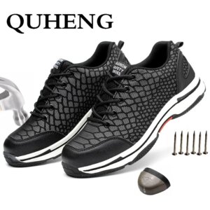QUHENG Work Safety for Men Lightweight Anti-Smashing Puncture-Proof Plus Size Winter Construction Shoes Free Shipping