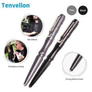 Tenvellon Self Defense Tactical Pen Black Gray Color Simple Package Personal Emergency Defense Tool Security Protection EDC Tool