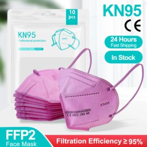 10-100 Pcs FFP2 Face Mask KN95 Facial Masks 5 Layers Filter Mask Protective Masks Anti Dust Mask Mouth FPP2 Mascarillas Pink