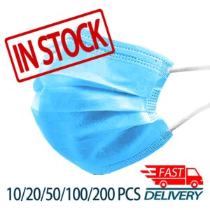 10/20/50/100/200 PCS Disposable Face Mask For Adult Mouth Protection Anti Dust Gas Masks 3 Layers Non Woven with Filter Facemask
