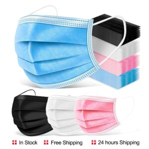 10-200 PCS Disposable Mouth Masks 3 layer Earloop Meltblown Cloth Mask Non Woven Face Masks Breathable Protective Mascarillas