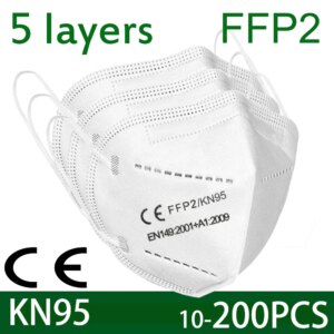 100 pieces of KN95 face mask antivirus 5 layer filter dust port PM2.5 mascarillas fpp2 protection health mask fast delivery
