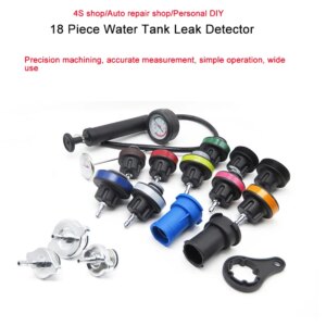 18pcs Car Water Tank Leak Detector Test Tool Cooling System Tester Auto Repair Pressure Gauge Pressure Gauge Pumping Instrument