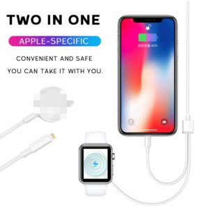 2 in 1 Apple Watch Charger Quick Wireless Charger for IWatch Series USB Cable for iPhone X Xs 7 8 11 Plus iPad USB Data Cable