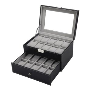 20 Grids PU Leather Watch Box Double Layers Watches Container Organizer Box Jewelry Display Storage Case