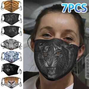 2Pcs Animal Print Mask Reusable Mouth Mask Protective Mouth Caps Adult Washable Face Mask Ear Hook Mouth Muffle mascarillas