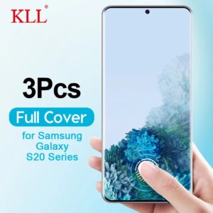 3Pcs Full Cover Curved Edge Tempered Glass for Samsung Galaxy S20 Plus Screen Protector for Samsung S20 Ultra Protective Glass
