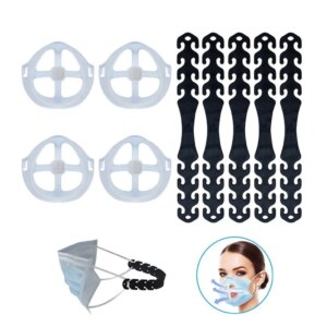 4PCS+4PCS Washable 3D Face Mask Inner Support Frame,Adjustable Ear Strap Accessories Fixed Extended Face Mask DIY