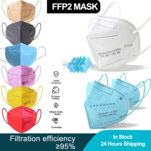 50pcs Mask Kn95 Reusable Cotton Safety Dustproof Protective FFP2Mask 5 Layer Adult Health Protection Mouth Masks Fast Shipping