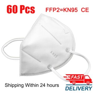 60 Pcs KN95 masque FFP2 Masks 95% Filtration Anti Flu maske Facial Mouth маска Dust Protective Face Masks Mascarillas Tapabocas