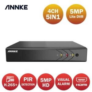 ANNKE 5MP Lite HD 4CH Video Surveillance DVR H.265+ 5IN1 Digital Video Recorder PIR Motion Detection For 2MP 3MP 5MP IP Cameras