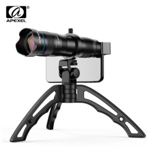 APEXEL Optional HD 36X metal telescope telephoto lens monocular mobile lens+ selfie tripod for Samsung Huawei all Smartphones