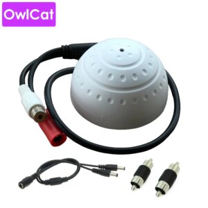 CCTV Audio Sound Microphone Voice Pick-up Device With 2 In 1 Out Power Splitter Cable and 2pcs RCA Connectors