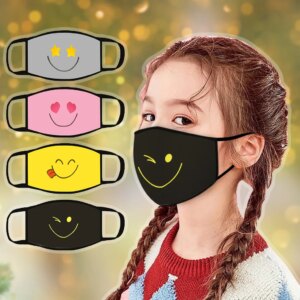 Cartoon Smile Pattern Mask Children Washable Face Mask Protective Mouth Caps Reusable Mouth Mask for Kids Breathable Mouth Cover