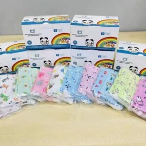 Chemical masks mixed drawings 10 of each model for children package 50 disposable white hygienic mask 3 layers