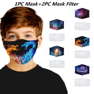 Children Reusable Mask With 2Pcs Filters Washable Protective Mouth Mask Windproof PM2.5 Face Mask Ear Hook Mouth Muffle