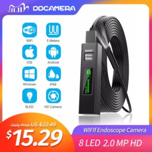 Endoscope Camera Wireless Endoscope 2.0 MP HD Borescope Rigid Snake Cable for IOS iPhone Android Samsung Smartphone PC