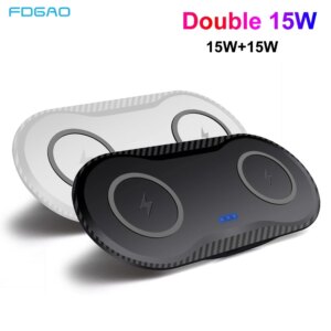 FDGAO 30W Qi Wireless Charger For Samsung S20 S10E iPhone 11 XR XS X 8 Plus Airpods Pro Dual 15W Seat Fast Charging Pad Station