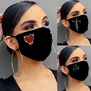 Fashion Flash Rhinestone Face Mask Drill Breathable Mask Reusable Washable Mouth Cover Washable Mouth Mask for Women mascarillas