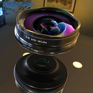 Flower Bud 5K HD Phone Lens Wide Angle Macro Lens No Distortion 0.45X Professional 2 in 1 Camera for Smartphone iPhone Mobile