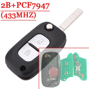 Free shipping 2 Button Remote Flip Key With PCF7947 Chip 433MHZ For Renault Clio(1piece)