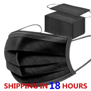 Free shipping Black 3-layer Mask 10/20/50/100pcs Face Mouth Masks Melt Blown Cloth Disposable Anti-Dust Masks Earloops Masks