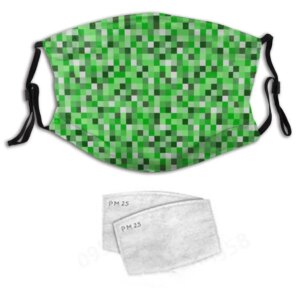 Green Plaid Adult Washable Dust face mask with filters Outdoor Windbreak Protective Mouth Cover Adjustable Reusable Masques