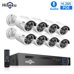 Hiseeu 8CH POE NVR Kit HD 1080P CCTV Camera System 2MP Outdoor Waterproof IP Camera POE Home Security Video Surveillance Set