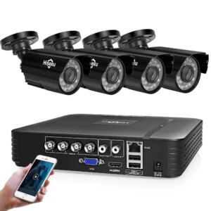 Hiseeu Home Security Cameras System Video Surveillance Kit CCTV 4CH 720P 4PCS Outdoor AHD Security Camera System