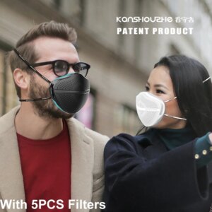 Kanshouzhe XL Washable Mask Mascarillas Black Mask For Face With Filter Protection Mouth Cap Filter Mask PM2.5 Face Shield