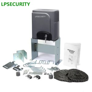 LPSECURITY 6m chain Sliding Gate Opener for 1400Lbs Gate Opener with 2 Remote Controls