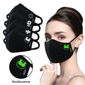 Luminous Funny Smile Expression Cotton Anti- Dust Mouth Face Mask For Mouth Black Kpop Unisex Face Mouth Muffle Mask Fashion New