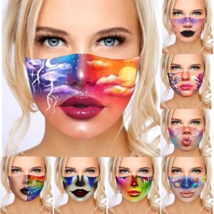 Makeup Printed Facial Mask Washable Protective Face Mask Cloth Mouth Caps Reusable Mask Breathable Mouth Mask mascarillas