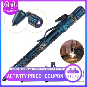 NEW 7-In-1 Outdoor EDC Multi-Function Self Defense Tactical Pen With Emergency Led Light Whistle Glass Breaker Outdoor Survival