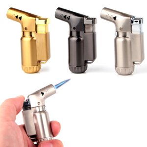 Outdoor Mini Butane Jet Lighter Turbo Torch Lighter Fire Windproof Spray Gun Metal Lighter (NO GAS) Cigarette Accessories