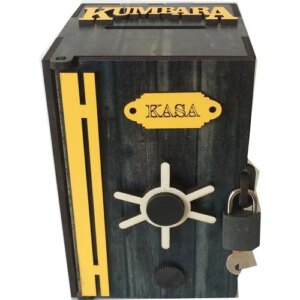 Practical Decor Green Safe Piggy Bank Locked Wooden Box security protection adult valuables fast shipping made in Turkey