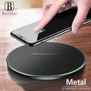 Qi wireless fast charger ultra-thin metal pad 10W wireless fast charger for iPhone11 Xs Max Samsung S8 S9 Note8 9 adapter