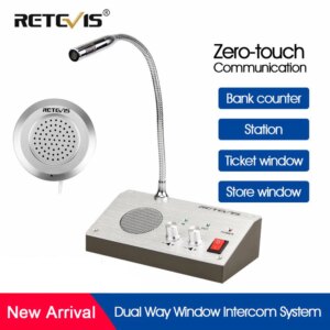 Retevis RT-9908 Dual Way Window Intercom System Bank Counter Interphone Zero-touch For Business Store Bank Station Ticket Window