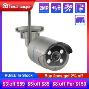 Techage 1080P 2MP Wireless IP Camera Outdoor Waterproof Security Audio WiFi Camera for Wireless CCTV System Kit IP Pro APP View