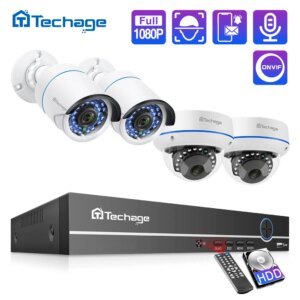Techage 4CH 1080P HDMI POE NVR Kit Security CCTV System 2MP IR-Cut Indoor Outdoor CCTV Dome IP Camera P2P Video Surveillance Set