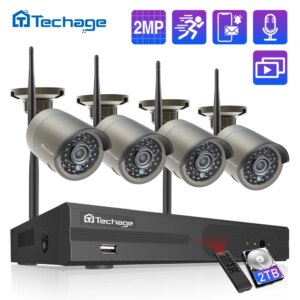 Techage 8CH 1080P Wireless NVR Kit CCTV System 2MP WiFi Audio Record IP Camera IR Outdoor Video Security Surveillance NVR Set