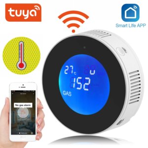 Tuya Wifi Smart Natural Gas Alarm Sensor With temperature function Combustible Gas Leak Detector LCD Display Smart Life App