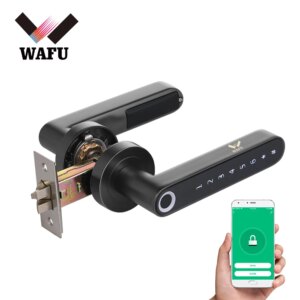 WAFU WF-016 Fingerprint Door Lock Smart Bluetooth Password Handle Lock APP Unlock Keyless Entry Works with iOS/Android