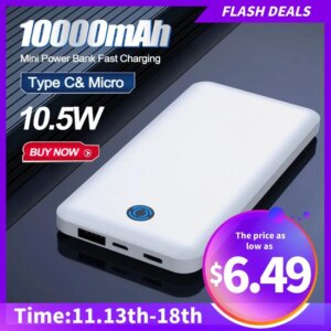 YKZ 10000mAh Power Bank For iPhone 12 pro max Powerbank External Battery Pack Portable Charger Power Bank for Xiaomi Mi 9