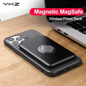 YKZ Mini Powerbank Portable 4000mAh Magnetic Wireless Charger for iPhone Samsung MagSafe Power Bank Ring Holder External Battery