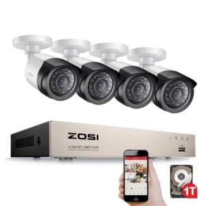 ZOSI 4 Channel 1080P HDMI P2P TVI DVR Surveillance System Video Output 4PCS 2000TVL 2.0MP Camera Home Security CCTV Kits