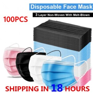 100pcs Mask Disposable Three-layer Nonwove Mask Anti Dust Mouth Mask Windproof Face Masks Mascarilla In Stock 24 Hours Fast Ship