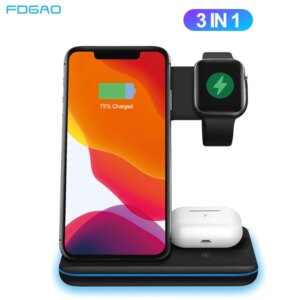 15W Qi Wireless Charger For iPhone 11 XS XR X 8 Samsung S10 S20 3 in 1 Charging Dock Station for Apple Watch 5 4 3 2 Airpods Pro