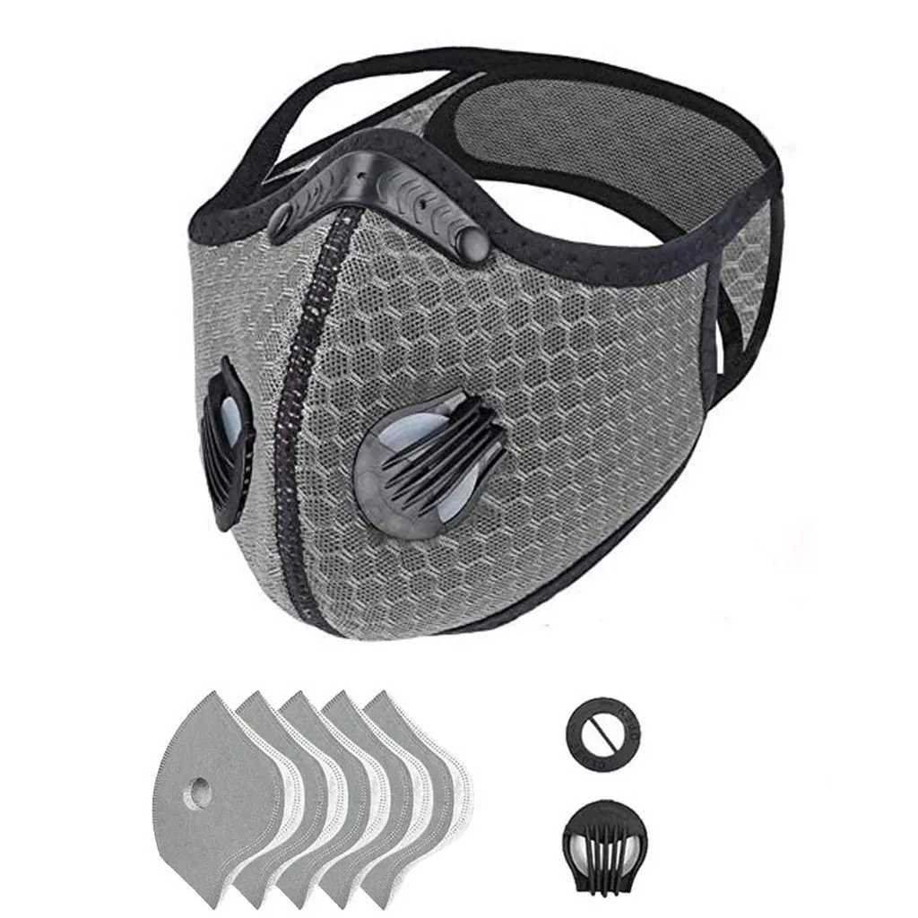 1pc Face mask With 5pcs Filter Comfortable Reusable Mouth-muffle outdoor sports Breathable mascarilla masker for Men Women j24