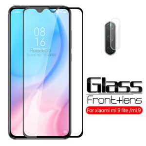 2 in 1 protective glass For xiaomi mi 9 lite screen protector xiomi mi 9 lite mi9 light 9lite mi9lite Camera lens tempered glass